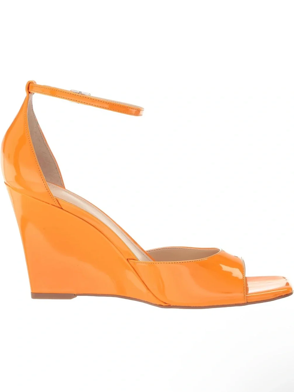 Marc fisher Orange Patent Wedge Sandals with Ankle Strap